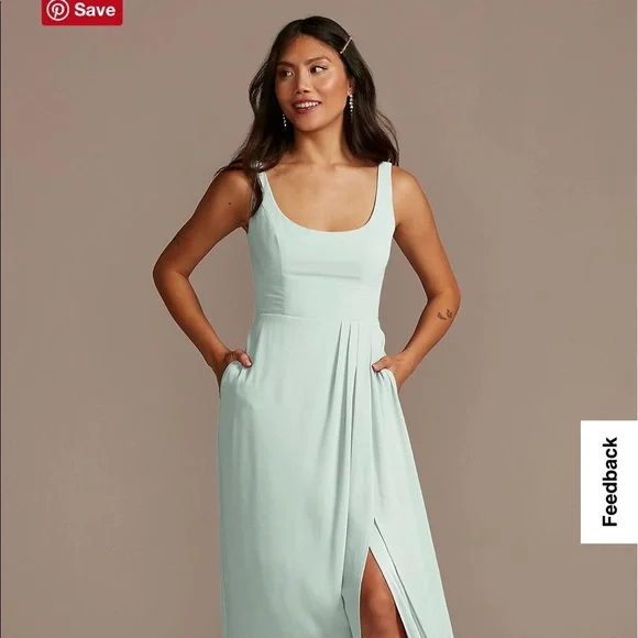 chiffon tank scoop neck bridesmaid dress Crepe-Back Satin Scoop Tank Dress